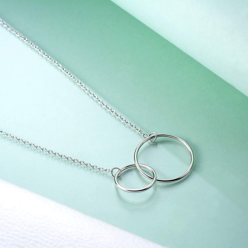 [Australia] - SOULMEET Sisters for Eternity Necklace Gifts from Sister,Sterling Silver Sister Necklace for Women,Christmas Birthday Jewelry Gifts for Sister Two Circles 