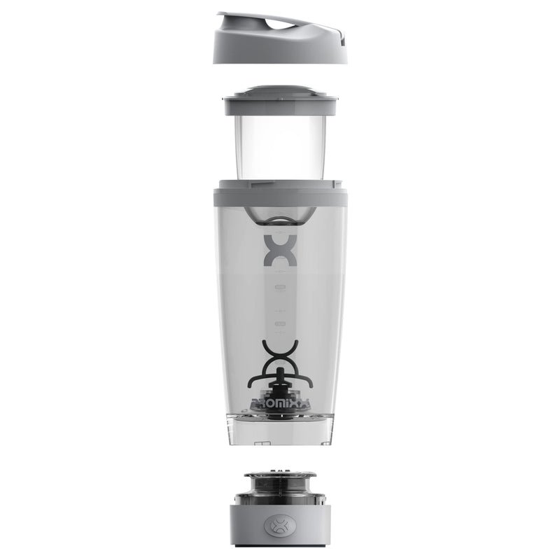 [Australia] - PROMiXX Pro Shaker Bottle | Rechargeable, Powerful for Smooth Protein Shakes | includes Supplement Storage - BPA Free | 600ml Cup (Cool Gray) Cool Gray 