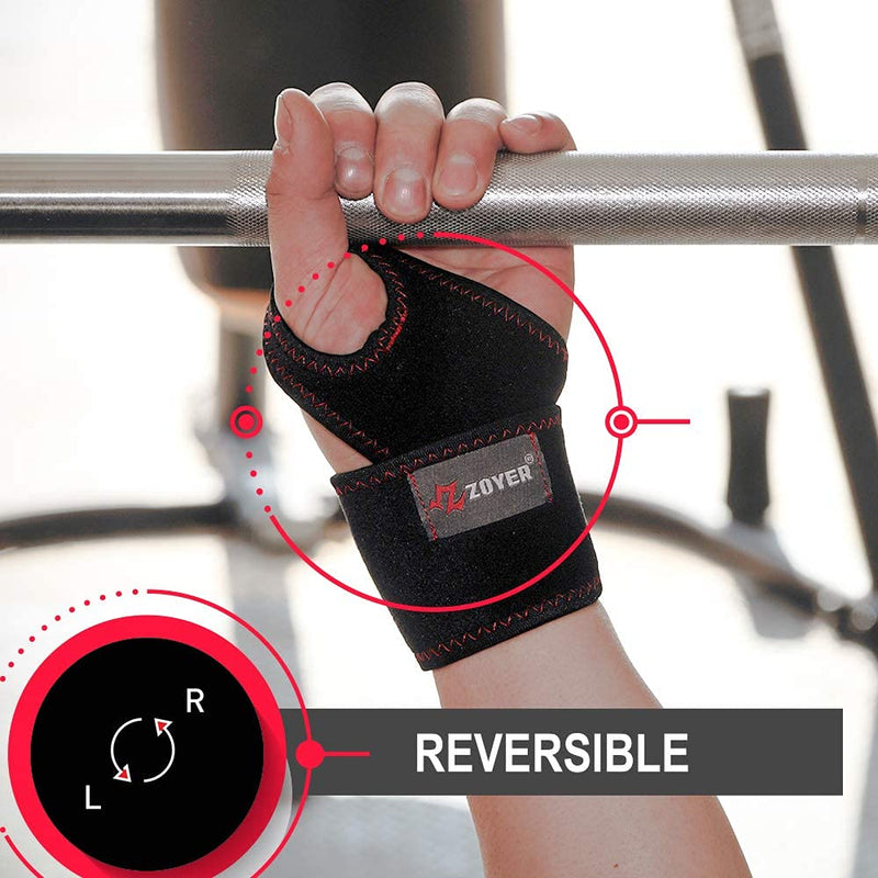 [Australia] - ZOYER USA Performance Wrist Wrap, Reversible Compression Support for Sprains, Carpal Tunnel Syndrome, Wrist Tendonitis, Pain Relief & Injury Recovery, 1 Count (Black) 