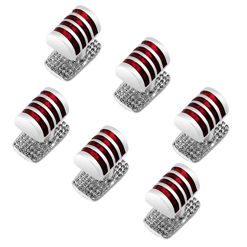 [Australia] - HAWSON Graceful Enamel Tuxedo Cufflinks and Studs Set for Wedding Accessories 2+6 Red 