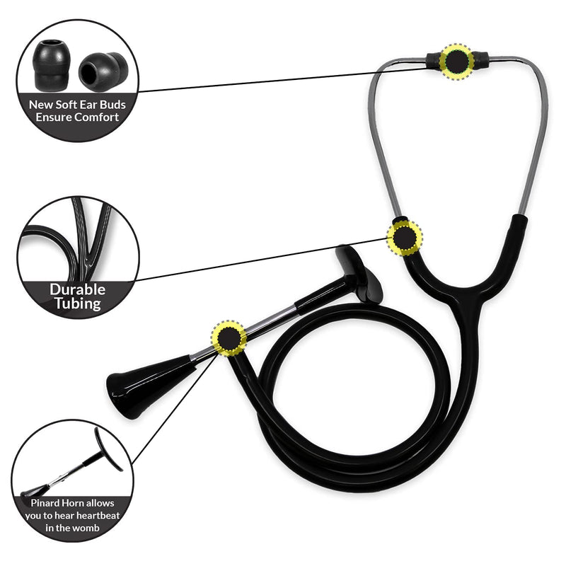 [Australia] - Dixie EMS Fetal Stethoscope for Baby’s Heartbeat Detection, Latex-Free Fetoscope with Pinard Horn and Soft Earbuds, 22” 