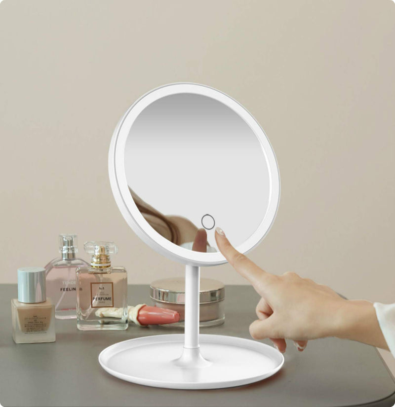 [Australia] - Led Makeup Mirror with Light 3 Color Lighting Modes 1X/5X 90°Rotation Cosmetic Beauty Portable Detachable Tabletop Mirror White 