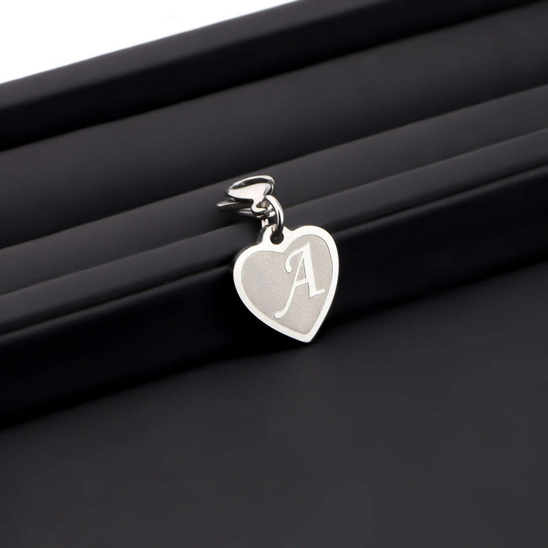 [Australia] - FAADBUK Initial Letter A-Z Alphabet Heart Charm for Bracelet Necklace Keychain Initial Stainless steel Clasp Clip on Charm 