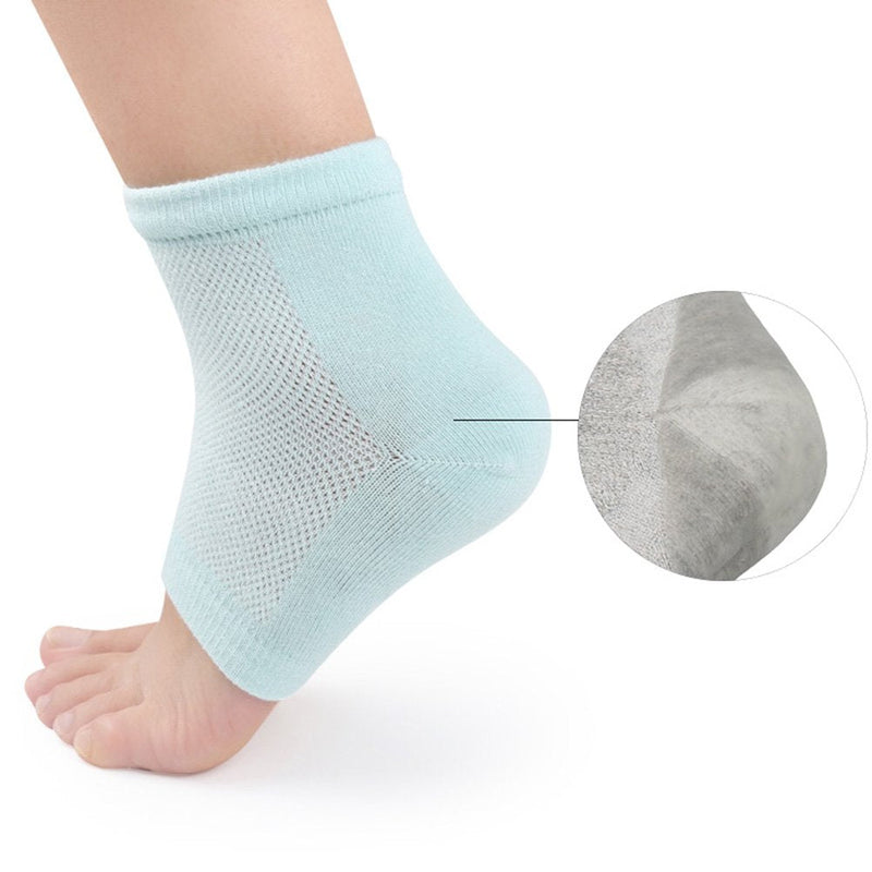 [Australia] - FRCOLOR Vented Moisturizing Gel Heel Sleeves for Dry Hard Cracked Skin Moisturizing Socks 3 Pairs Light Green, Pink and Grey 