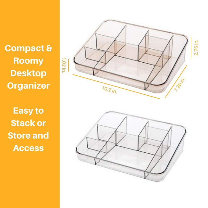 [Australia] - SUNFICON Makeup Organizer Tray Cosmetic Display Case Brush Holder Storage Box for Vanity Countertop Bathroom Drawers, 8 Compartments, Crystal Clear Acrylic 