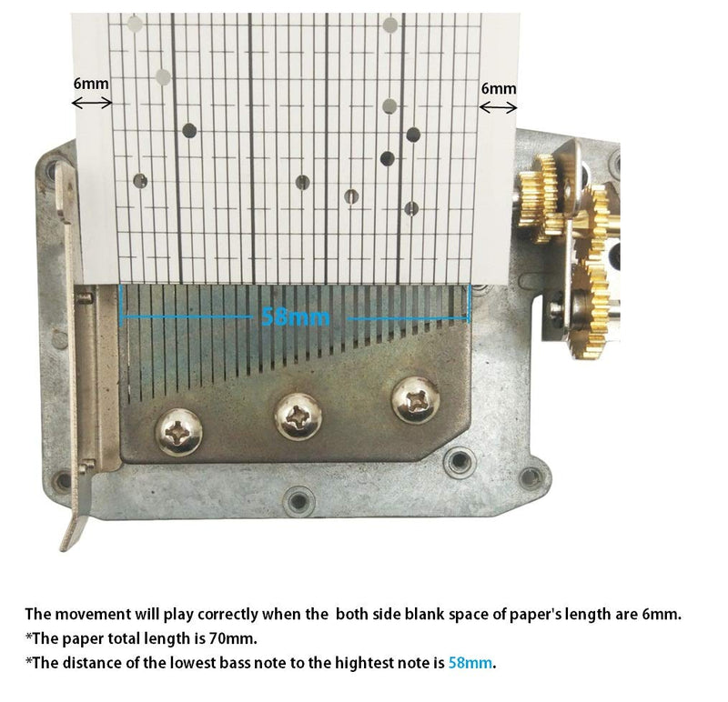 [Australia] - Wingostore 30 Notes Hand Crank Music Box Movement with Copper Gear DIY Make Your Music Tool Kit (30 notes Copper Gear movement) 