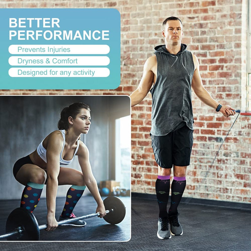 [Australia] - Compression Socks, (7 Pairs) for Men & Women 15-20 mmHg is Best for Athletics, Running, Flight Travel, Support S-M Black 