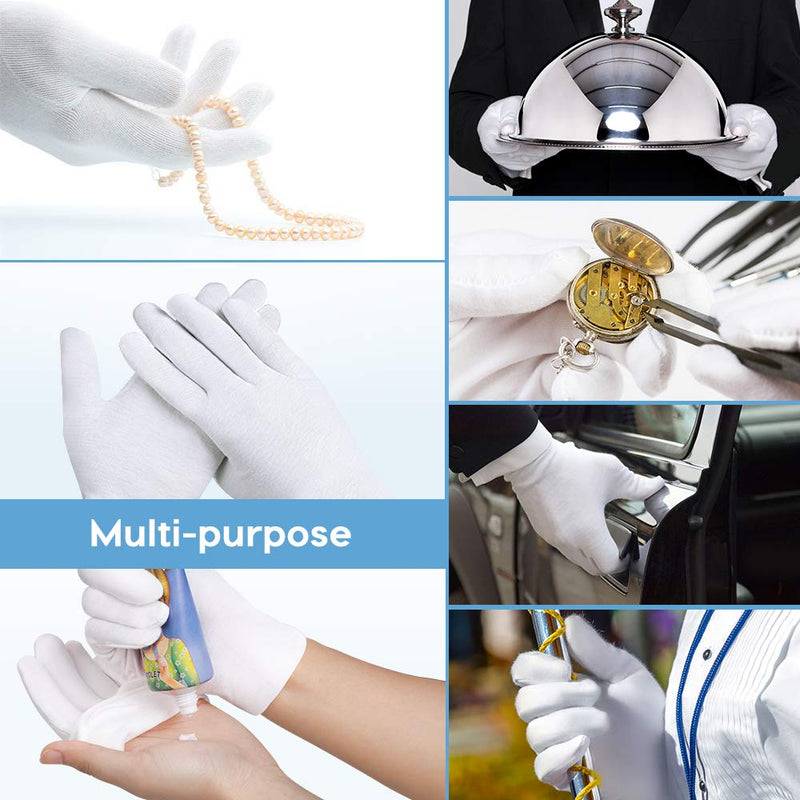 [Australia] - Rovtop White Gloves,12 Pairs Gloves for Dry Hands Eczema Hand Moisturizing, Sleeping Hand Mask Lotion Gloves Medium 