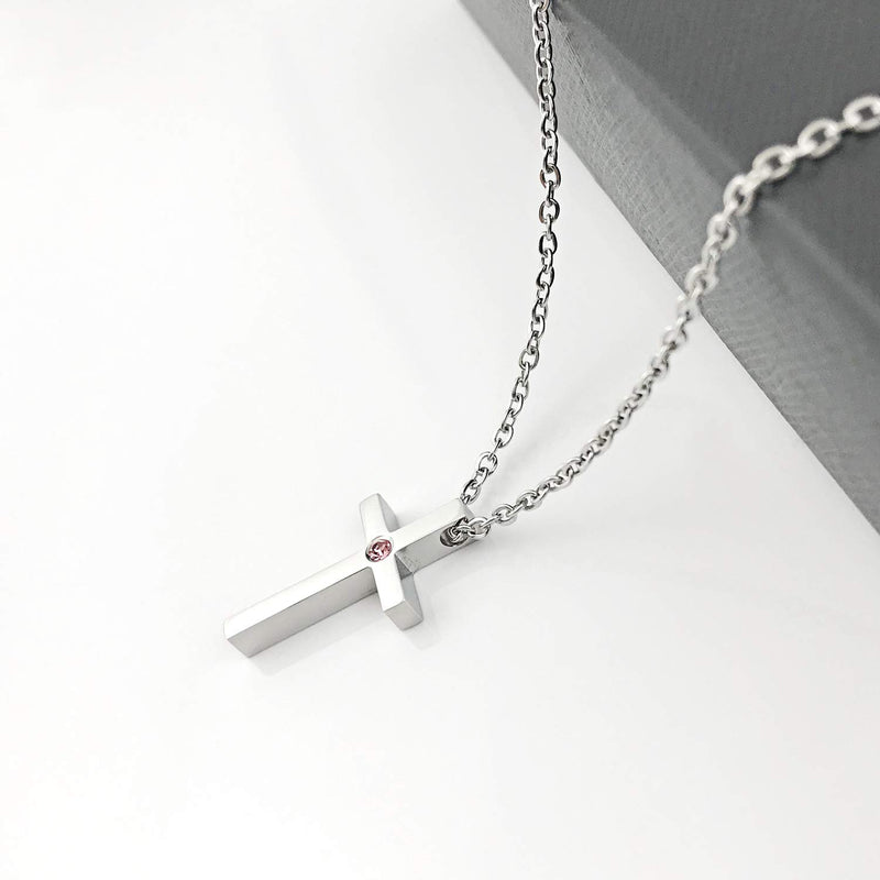 [Australia] - XOYOYZU Birthstone Tiny Cross Pendant Necklace with AAAAA Sparkly Zircon Birthday Gifts for Women Girl Fashion Jewelry June 