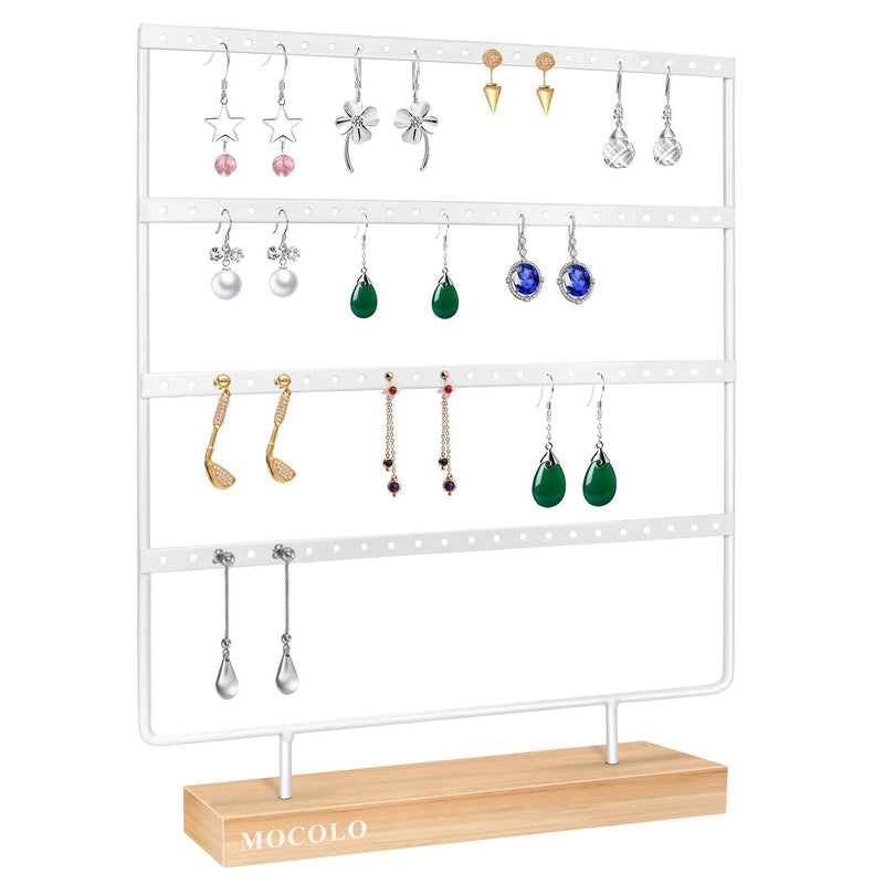 [Australia] - Earring Holder Stand, Earring Organizer Display Holder Stand for Hanging Earrings(88 Holes & 4 Layers) (White) White 