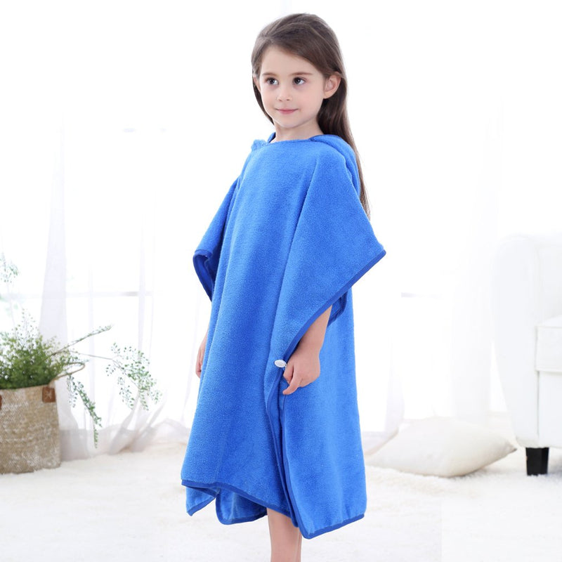 [Australia] - COOKY.D Unisex Baby Girls Boys Poncho Bath Towel Hooded Bath Robe for 0-6 Years Old, 70 x 70cm, Elephant Blue-elephant 