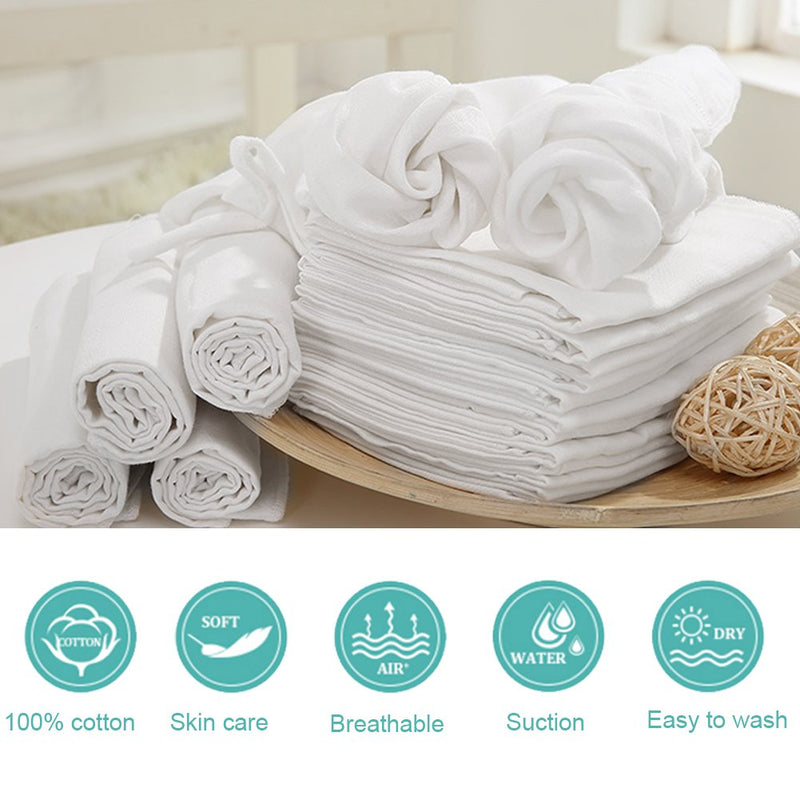 [Australia] - Muslin Squares 10 Pack Baby Muslin Cloths Super Soft and Absorbent Washable at 90°C 35x50cm by YOOFOSS 