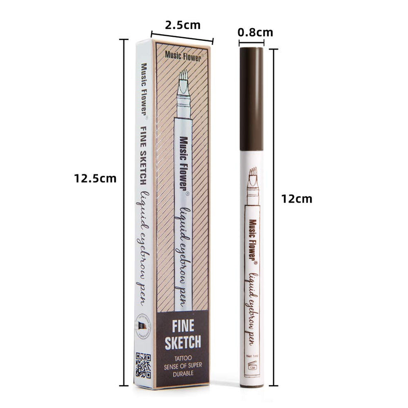 [Australia] - Liquid Eyebrow Pen, Music Flower Tattoo Brow Microblading Pencil with a Micro-Fork Tip Applicator, Fine Sketch Durable Waterproof (Black) Black 