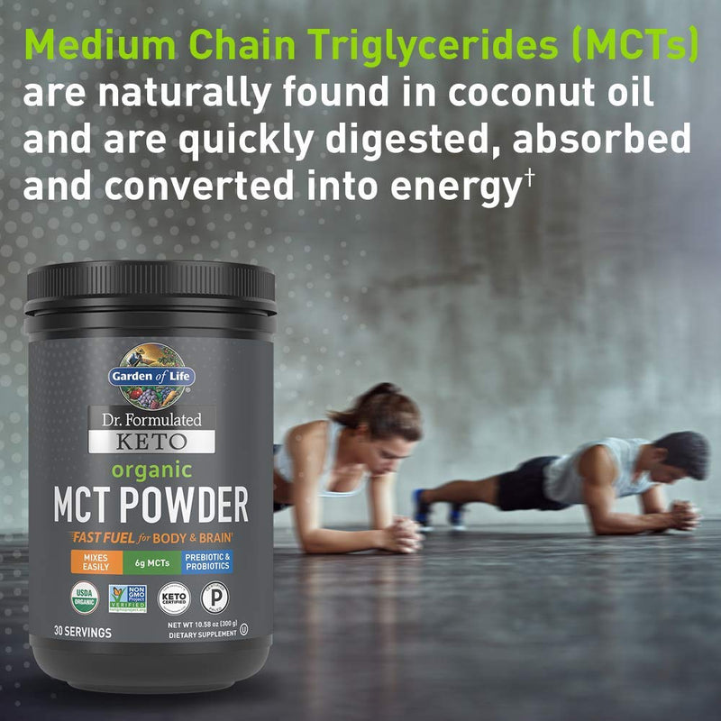 [Australia] - Garden of Life Dr. Formulated Keto Organic MCT Powder - 30 Servings, 6g MCTs from Coconuts Plus Prebiotic Fiber & Probiotics, Certified Organic, Non-GMO, Vegan, Gluten Free, Ketogenic & Paleo 