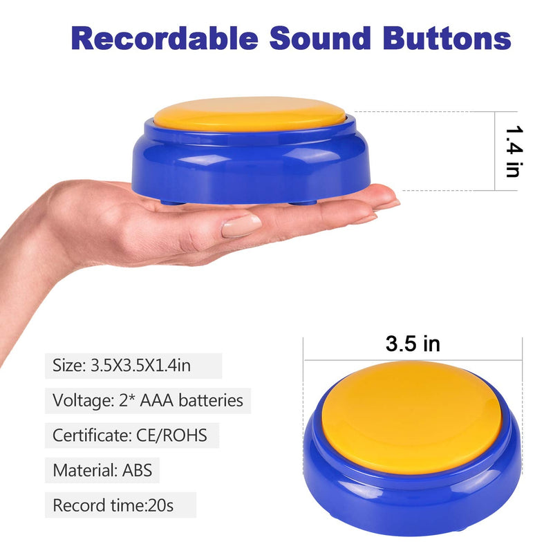 [Australia] - Cover Talking Button Record & Playback Your Own Message 30 Second Custom Recordable, Easy Sound Recorder Set of 2 (Silver+Yellow) Silver+Yellow 