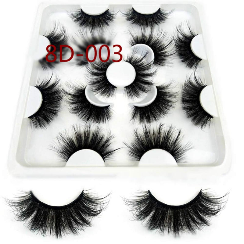 [Australia] - OLEEYA 7Pairs 25 mm Exaggerated False Eyelashes Natural Thick Multi -Dimensional Suitable for All Women And Girls (8D-003) 8D-003 