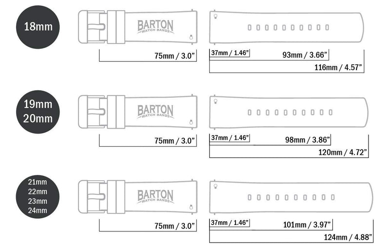 [Australia] - Barton Sailcloth Quick Release Premium Nylon Weave Choice of Color and Width 18mm, 19mm, 20mm, 21mm, 22mm, 23mm, 24mm Black 