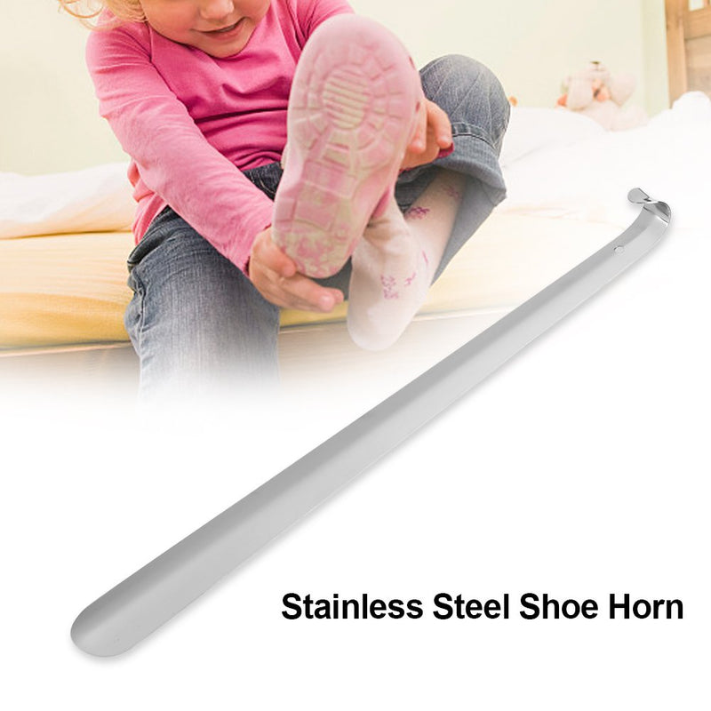 [Australia] - Professional Stainless Steel Shoe Horn Shiny Silver Metal Shoehorn with Comfort Grip for Seniors Elderly 41 X 4 cm 
