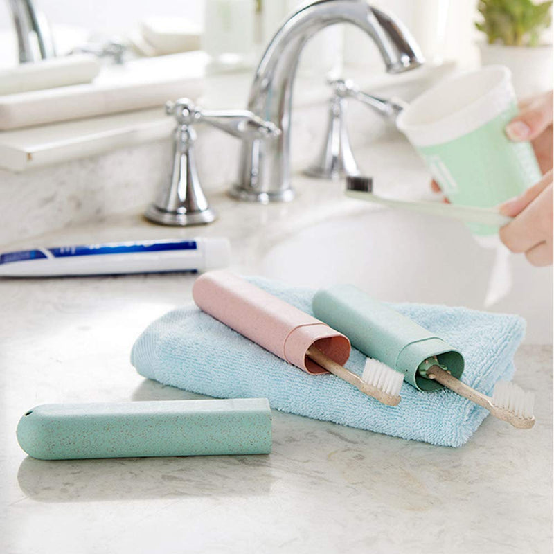 [Australia] - Lamondre 4Pcs Travel Toothbrush Case + 5Pcs Toothbrush Head Cover, Replacement Plastic Toothbrushes Holder Portable Toothbrush Storage Cover for Camping Business Trip Holiday 