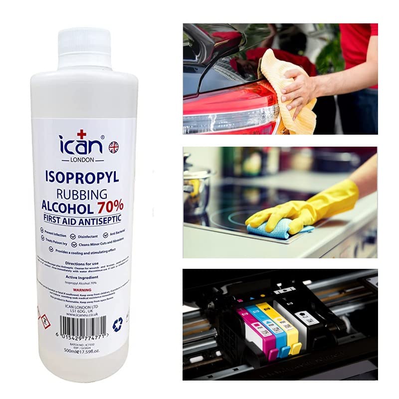 [Australia] - ican london isopropyl rubbing Alcohol 70% First aid Antiseptic 500ml 500 ml (Pack of 1) 