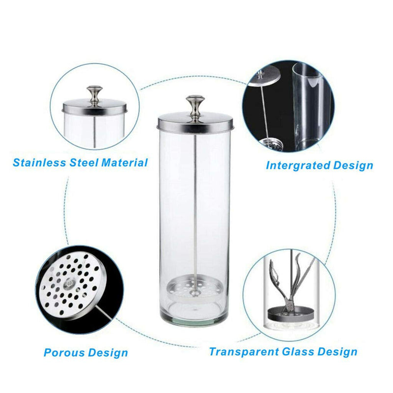 [Australia] - Clear Portable Barber Salon Manicurist Tool Sanitizing Disinfecting Glass Jar Durable - Clear, L 