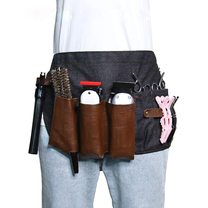 [Australia] - Hair Stylist Tool Belt, Salon Hairdresser Barber Hair Tool Belt Bag-Denim Fabricas and Real Leather 