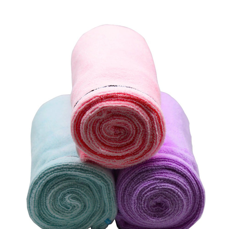 [Australia] - 3 Pack Hair Towel Wrap Turban Microfiber Drying Bath Shower Head Towel with Buttons, Quick Magic Dryer, Dry Hair Hat, Wrapped Bath Cap (D001) D001 