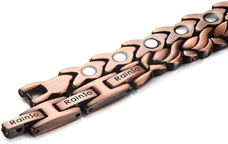 [Australia] - RainSo Womens Pure Copper Bracelets Wristband with 3 Buckle Easy to Adjustable with Gift Box & Removal Tool 