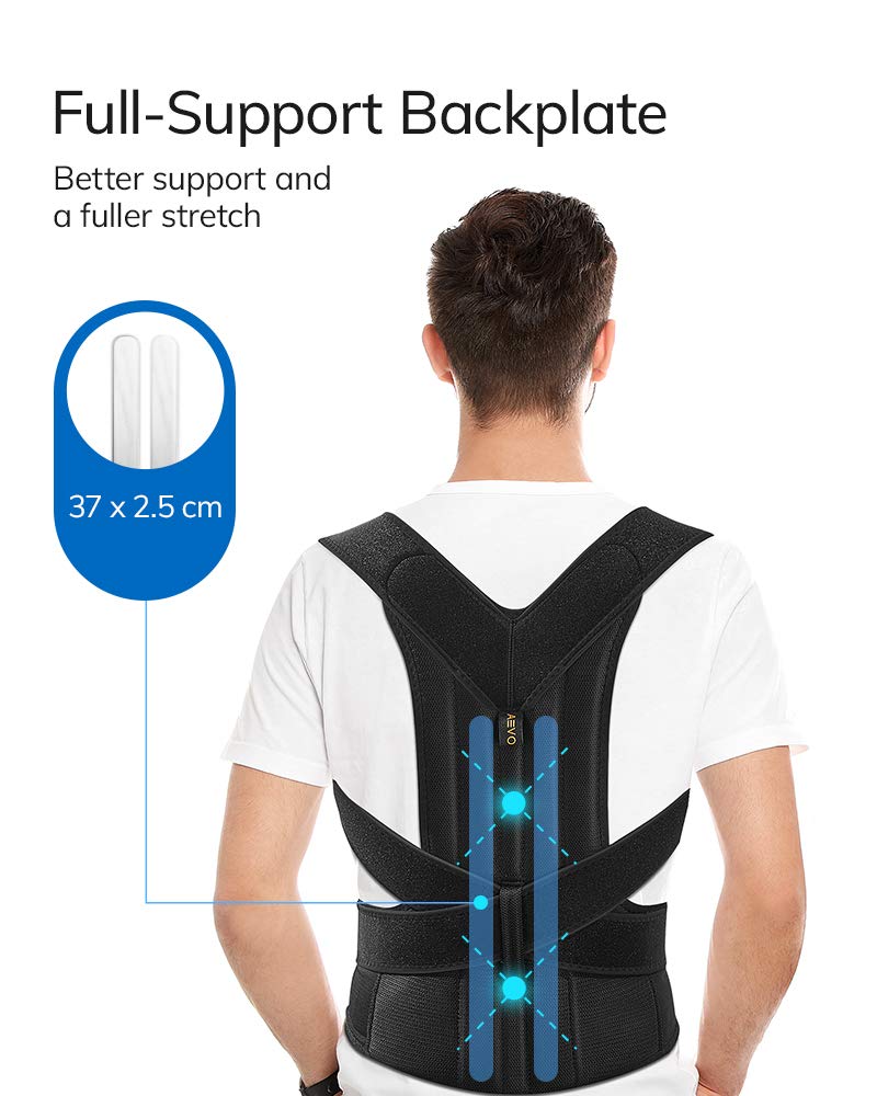 [Australia] - AEVO Compact Posture Corrector for Men and Women, Adjustable Upper Back Brace for Clavicle Support, Neck, Shoulder, and Back Pain Relief, Invisible Comfortable Back Straightener,M Medium (Pack of 1) 