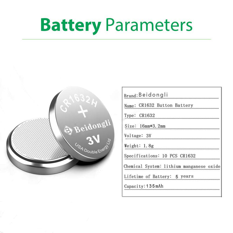 [Australia] - CR1632 3 Volt Lithium Coin Cell Battery (10 Batteries)【5-Years Warranty】 10-Pack 