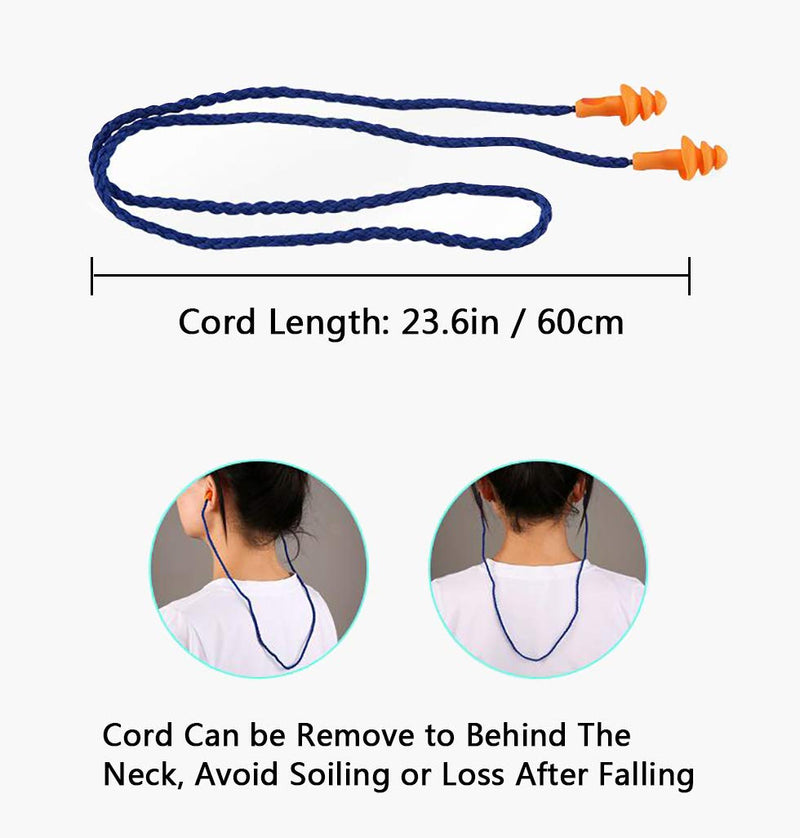 [Australia] - AOUTACC 50 Pack Silicone Ear Plugs,Reusable Corded Hearing Protection Earplugs for Sleeping Shooting Snoring Swimming Construction Work 