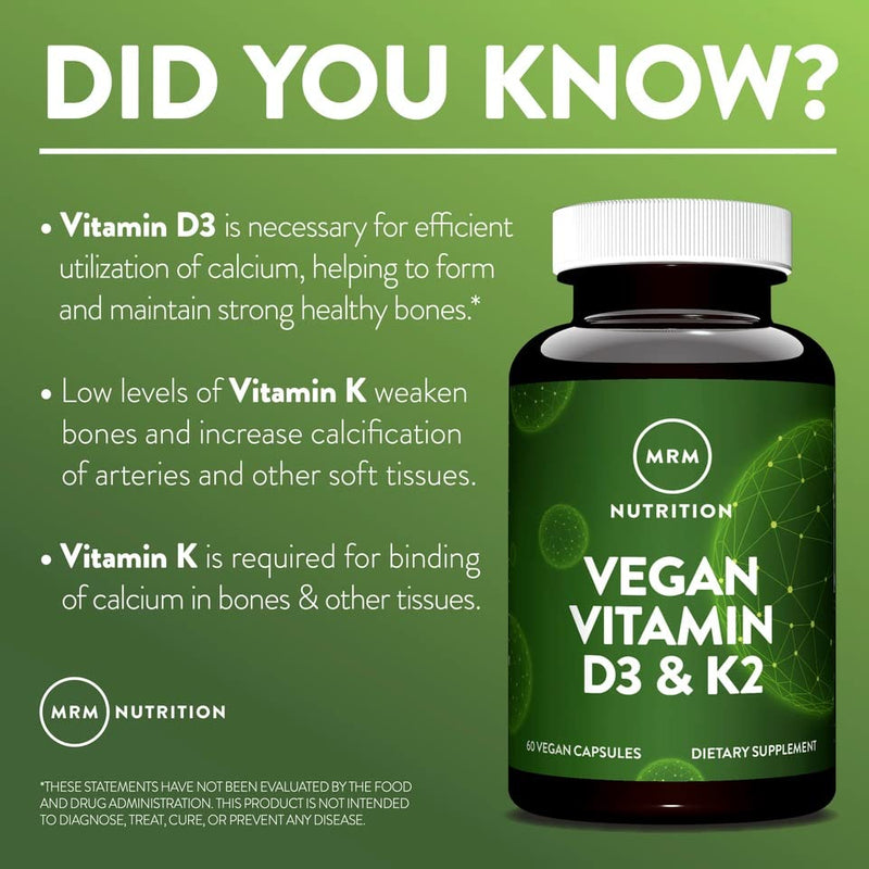 [Australia] - Nutrition Vegan Vitamin D3 & K2 | Bone + Cardiovascular Health | 2500 IU/80mcg | Immune Function | 60 Servings 