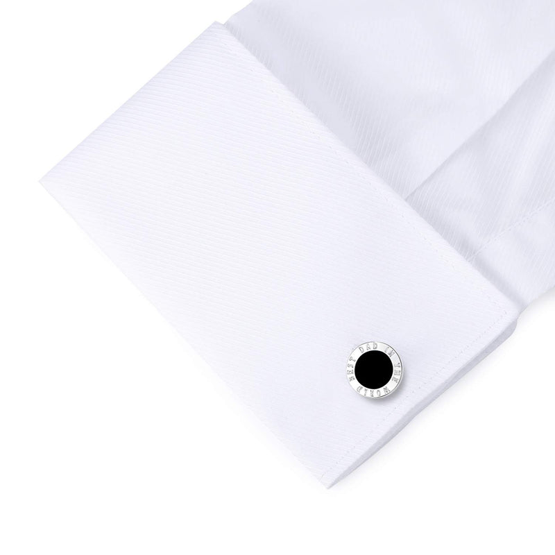 [Australia] - HONEY BEAR Round Cufflinks for Mens Shirt Best Dad in The World for Fathers Day Black 