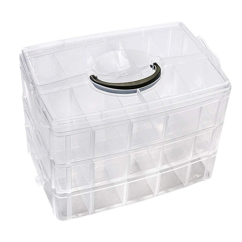 [Australia] - ZLY 3-Tier Demountable Plastic Jewelry Box Organizer Storage Container with Adjustable Dividers 30（Large） Grids Clear XL-30 Grids 