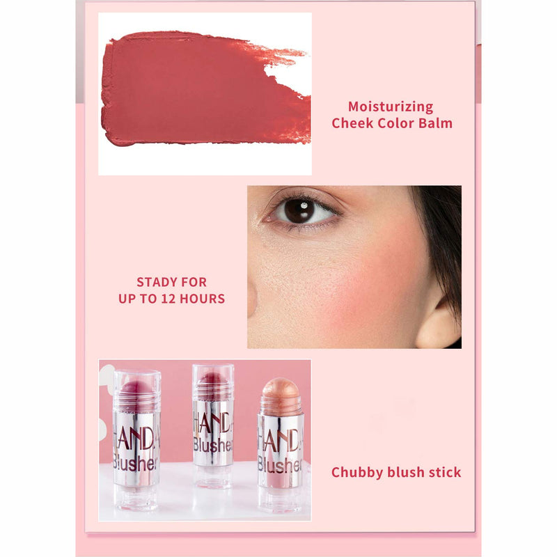 [Australia] - Yeweian Blush Sticks Set Matte Cream Blush Stick for Cheeks, Eyes and Lips Natural Makeup Waterproof Long Lasting, 3pcs Set 