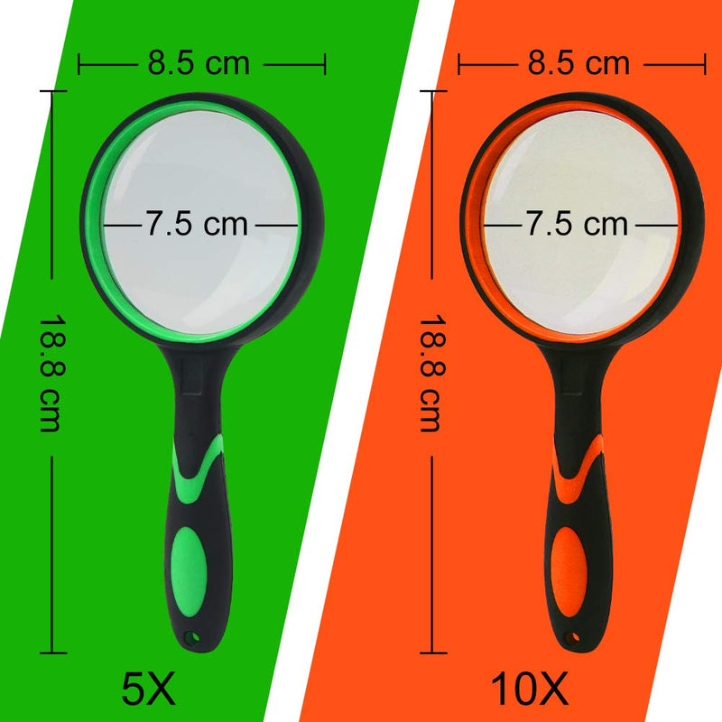[Australia] - Magnifying Glass Kids, 5X and 10X Handheld Magnifying Glass 75mm Reading Magnifier for Book Newspaper Reading Insect Hobby Observation 