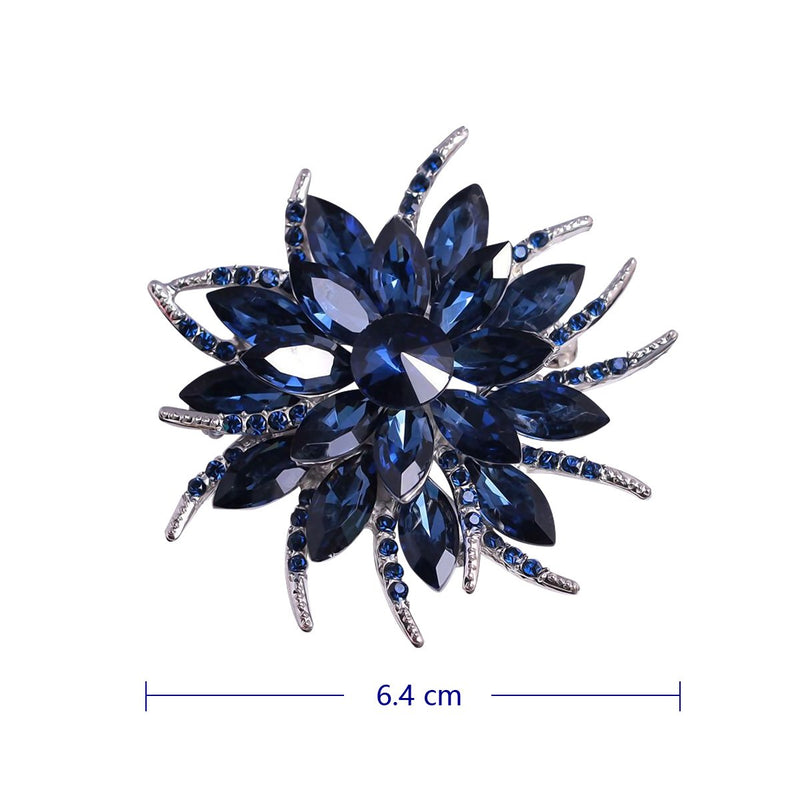 [Australia] - Merdia Flower Brooches Pin for Women Brides Created Crystal Brooch Blue 