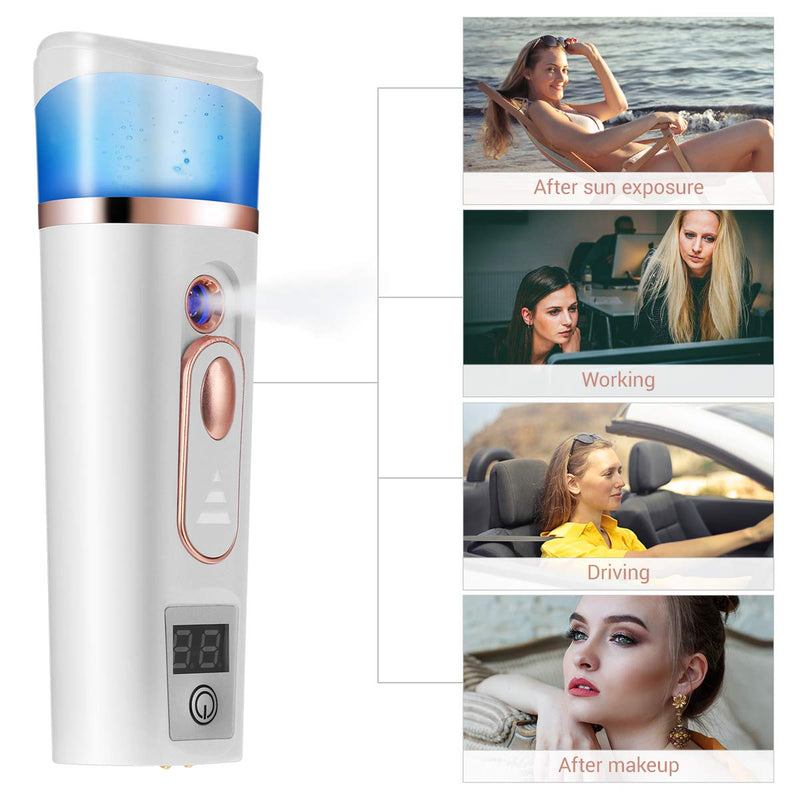 [Australia] - Frcolor Nano Facial Mister Handy Face Cool Mist Sprayer Steamer for Skin Care, Makeup Face Moisturizing Hydration Refreshing, USB Rechargeable Power Bank(White) 