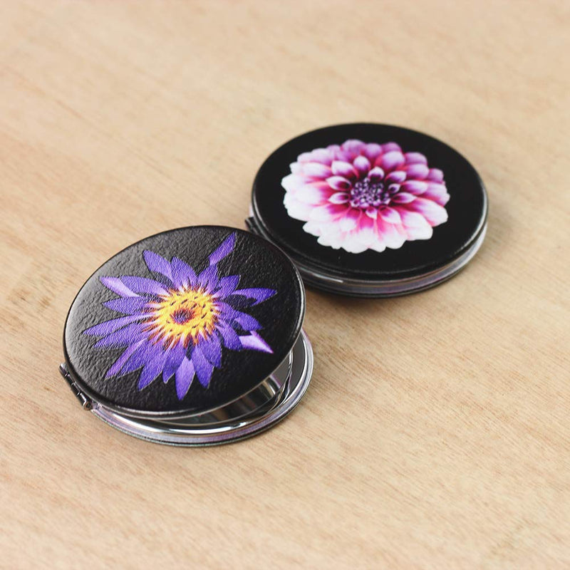 [Australia] - Lizimandu Metal Compact Mirror Set of 2-3X Magnifying Makeup Mirror - Perfect for Purses - Travel - 2-Sided with 3X Magnifying Mirror and 1X Mirror(Flower Set3) 2-flower Set3 