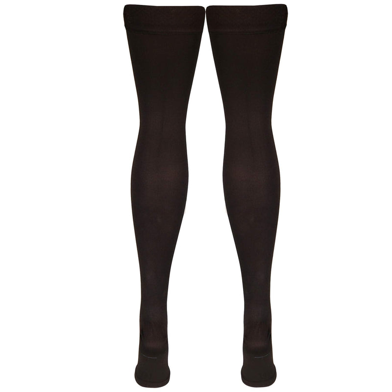 [Australia] - Nuvein Medical Compression Stockings, 20-30 mmHg Support, Women & Men Thigh Length Hose, Open Toe, Black, Large Large (1 Pair) 