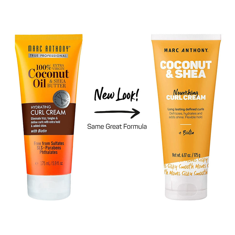 [Australia] - Marc Anthony Coconut Oil & Shea Butter Curl Defining Cream – Anti Frizz Biotin Detangling Cream to Enhance Curls for Women & Men– Color Safe & Sulfate Free Styling Product (Packaging May Vary) 5.9 Fl Oz (Pack of 1) 