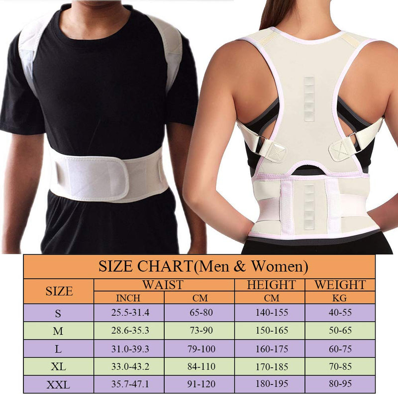 [Australia] - Thoracic Back Brace Posture Corrector- Magnetic Lumbar Back Support Belt-Back Pain Relief, Improve Thoracic Kyphosis, for Lower and Upper Back Pain Men & Women (White, Small) White 