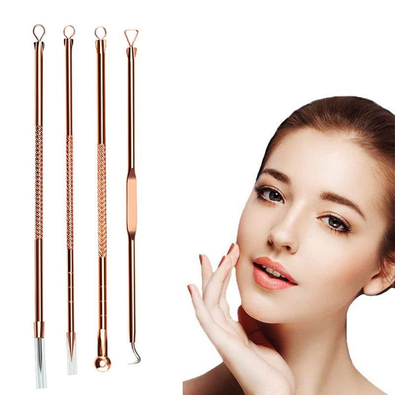 [Australia] - Blackhead Remover Tool Kit,4 Pieces Comedone Extractor Tool Blemish Whitehead Removal Acne Needle Pimple Spot Popper Stainless Steel (Gold) Gold 