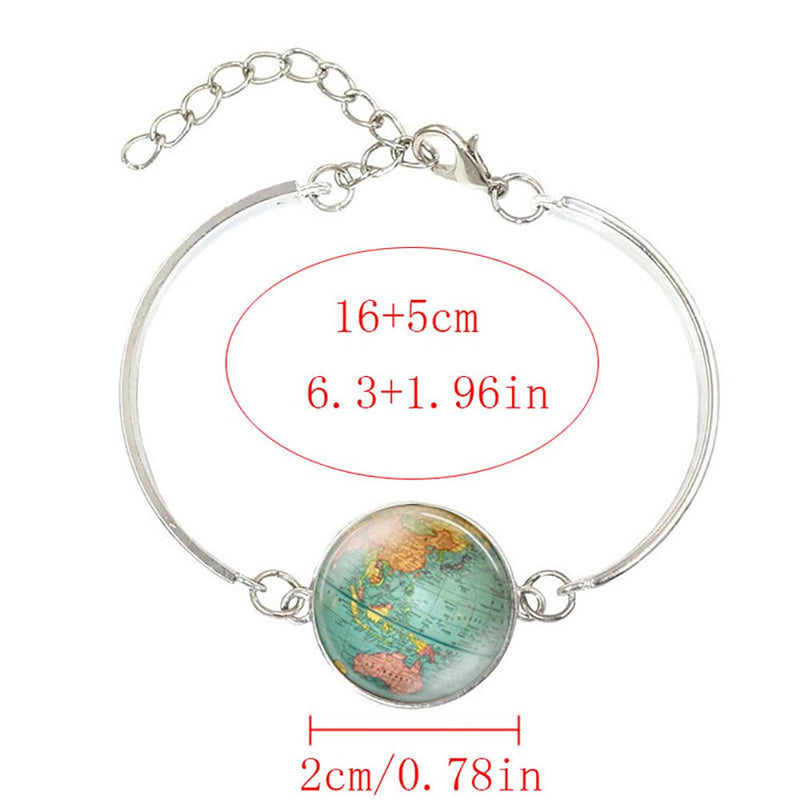[Australia] - Meiligo Retro Personalized World Map Necklace Bracelet Earring Jewelry Globe Signs Circular Tag Pendant Jewelry 