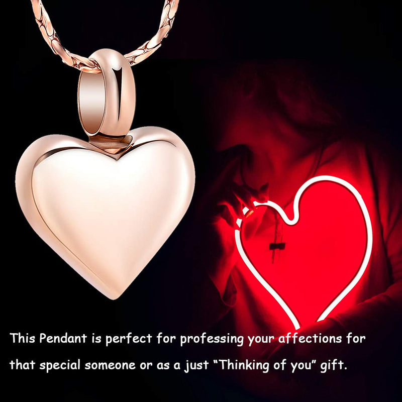 [Australia] - Imrsanl Small Heart Cremation Urn Necklace for Ashes Stainless Steel Memorial Ash Pendant Keepsake Jewelry Rose Gold 