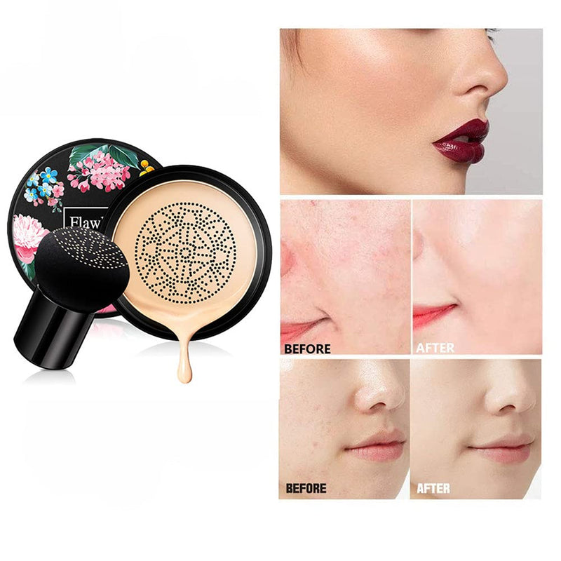 [Australia] - Mushroom Head Air Cushion CC Cream Foundation Cover Concealer Makeup Moisturizing Brightening Pigment Liquid Foundation, Even Skin Tone Makeup Base BB #Light White Light White 