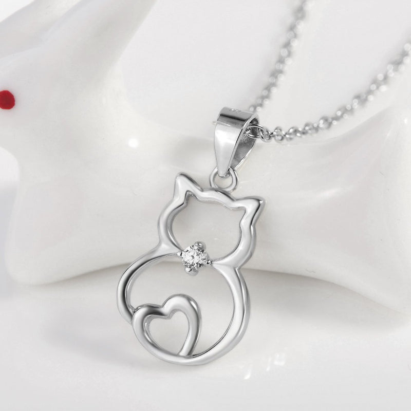 [Australia] - Sterling Silver Cute Cat Lover Gift Cat Pendant Necklace for Women Teen Girls, 18 Inches Style 3 