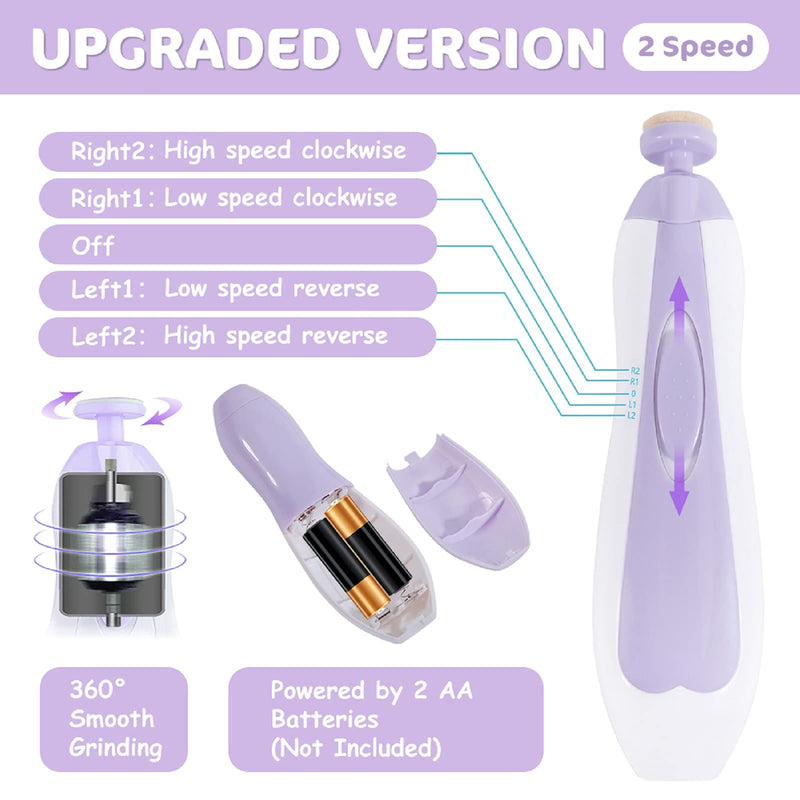 [Australia] - Baby Nail File, Electric Nail Trimmer Clippers Manicure Set, Safe Toe Fingernails Care Polish Trim Nail Kit with Led Light for Newborn Infant Toddler or Women, 13 Grinding Heads&1 Nail Cutter Included purple 