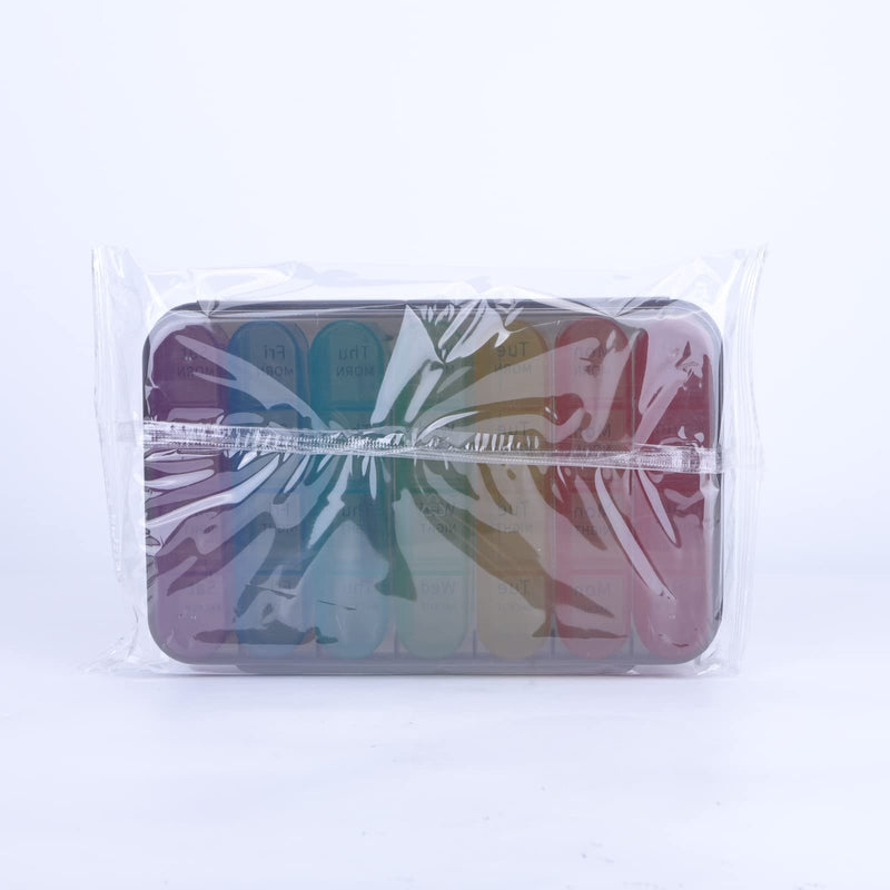 [Australia] - Pill Box 4 Times a Day, 7 Days Pill Organiser Box with 28 Compartments, Weekly Pill Case for Morning Noon Evening and Bed Time Rainbow 