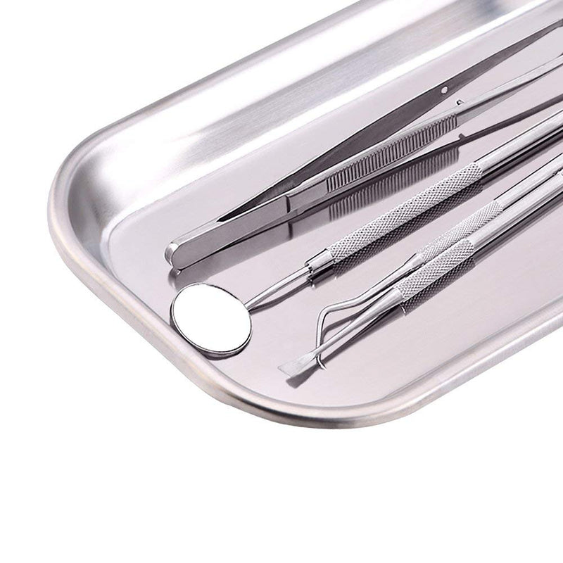 [Australia] - Stainless Steel Medical Instrument Tray Walfront Metal Rectangular Surgical Tray Dental Tray Lab Trays Useful Tool for Clinic Lab 8.85 × 4.52 × 0.78" 